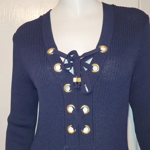 Michael Kors Ribbed Lace Up Dress - Picture 4 of 9